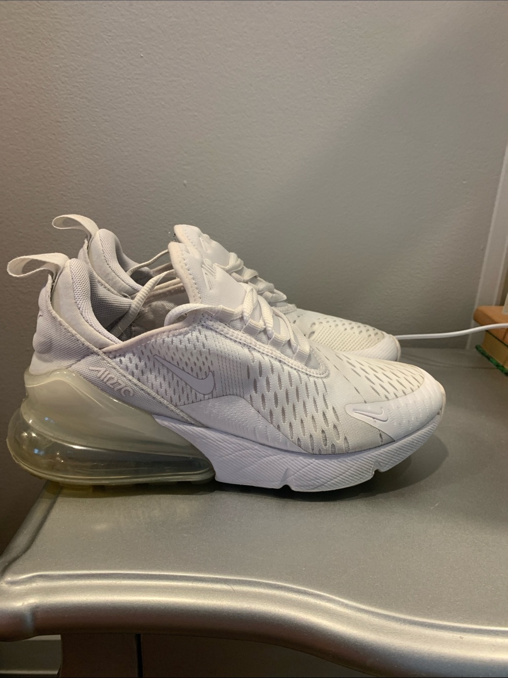Nike Kids White Air Max 270 React-Style Sneakers